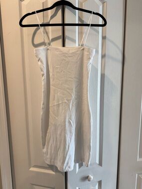 Zara White Mini Slip Dress with Spaghetti Straps